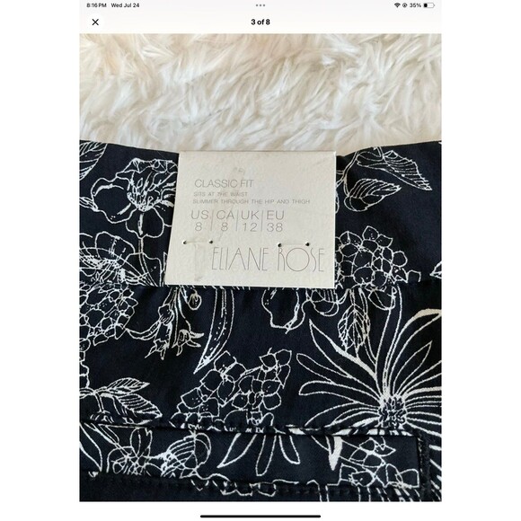 Elaine Rose Classic Fit Bermuda Short Womens Sz 8 Black & White Floral NEW - Picture 3 of 7